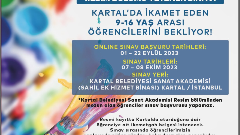 Kartal Belediyesi Sanat Akademisi Resim Bölümü Genç Yetenekleri Bekliyor