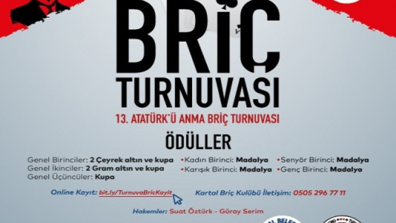 KARTAL’DA ‘13. ATATÜRK’Ü ANMA BRİÇ TURNUVASI’ HEYECANI YAŞANACAK